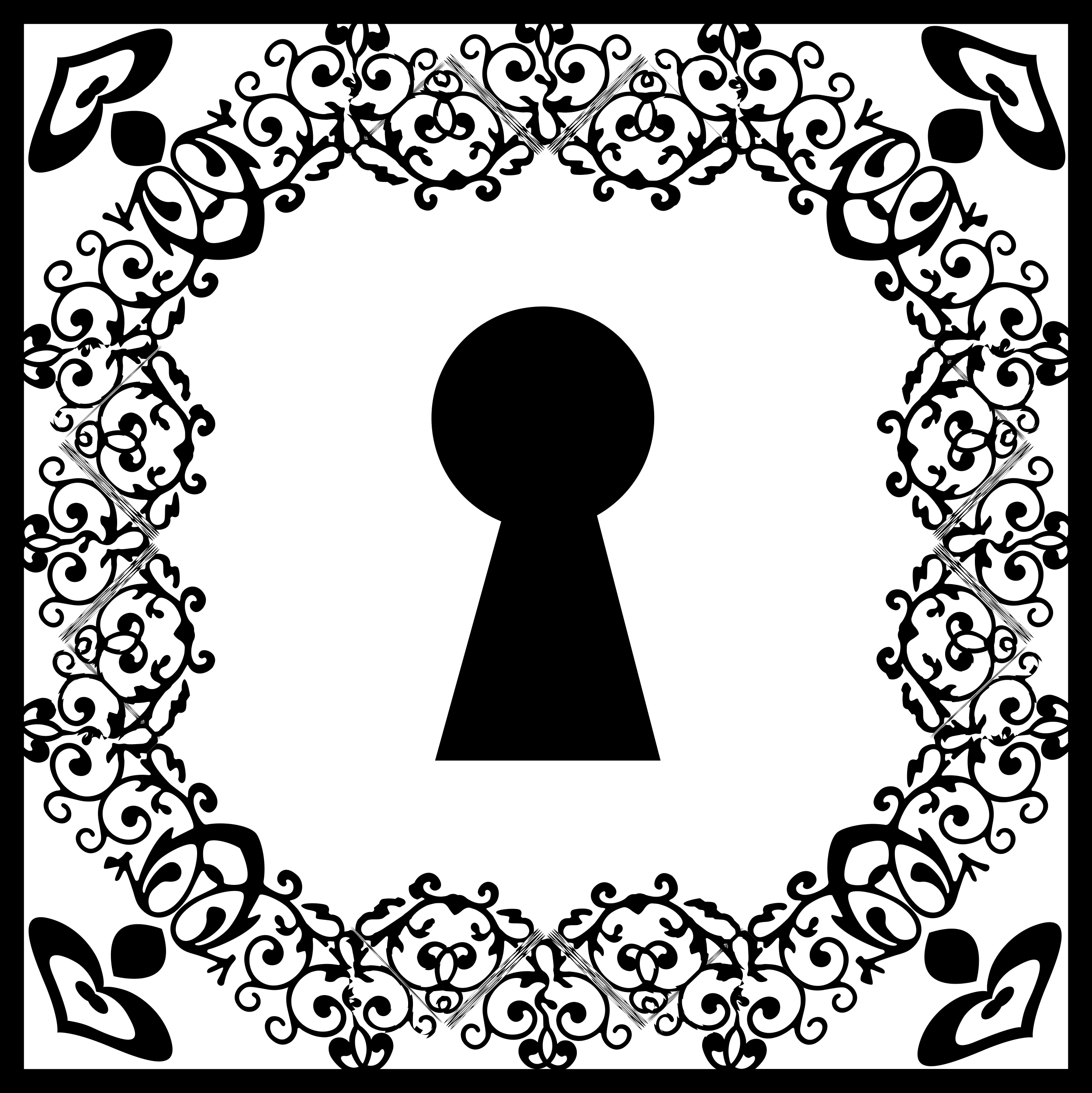 Keyhole Shape In Ornamented Square Vinyl Svg File Free Vectors